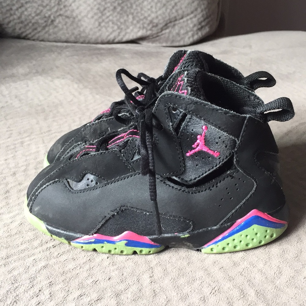 Girls Retro Jordan’s-Black with Pink, Green & Blue